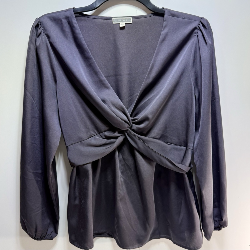 Pleione Top Women's Medium Dark Charcoal Shirt Blouse‎ Sheer
